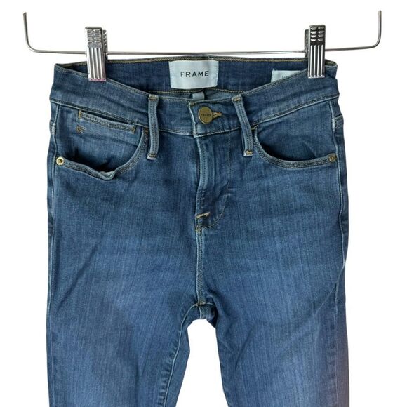 Frame Denim Le High Skinny Sulham Wash Triangle Raw Hem Jeans Sz 23 - Picture 7 of 12